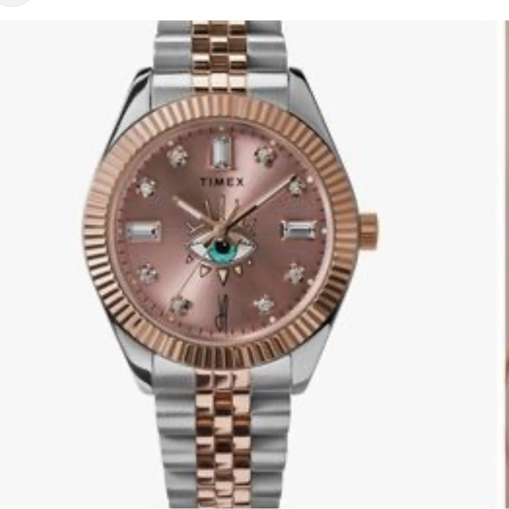 TIMEX X JA LEGACY ROSE GOLD TWO-TONE PINK SUNRAY TRIBE EYE WATCH